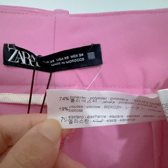 NWT ZARA pink high waisted ankle pants slacks with belt XS - Picture 6 of 7